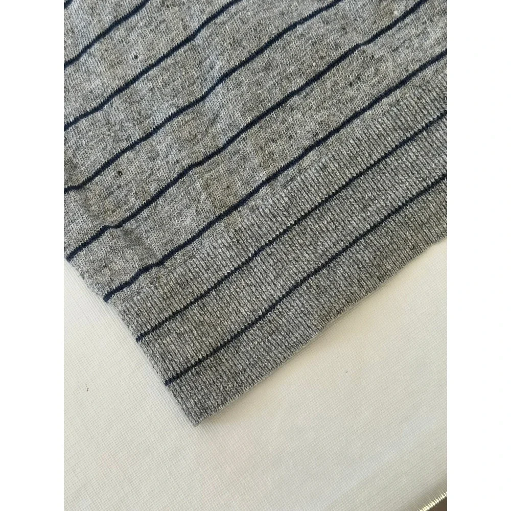 Banana Republic Mens XL‎ 100% Italian Linen Gray Striped Long Sleeve Sweater
